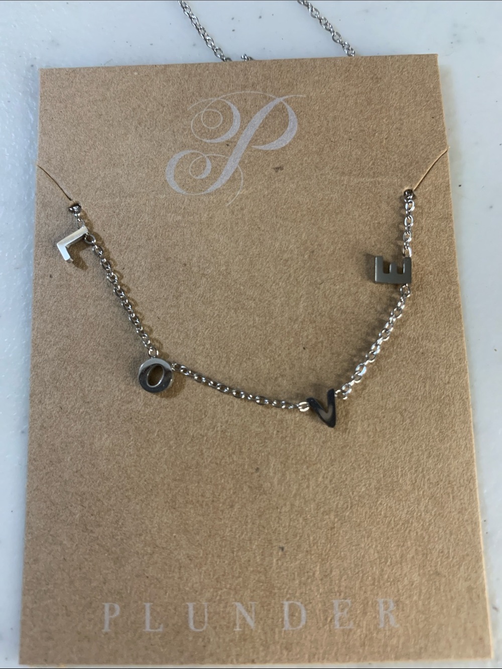 Plunder Silver-tone LOVE Letter Charm Necklace Set of 3